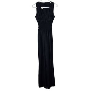 ELLEN DALE x VINTAGE 70s‎ smocked waist jumpsuit in black